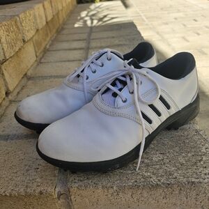 Men's White Athletic Golf Shoes with Black Accents